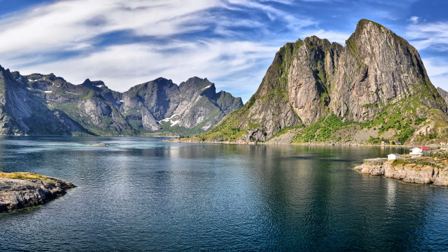 Обои картинки фото природа, реки, озера, фьорд, гора
