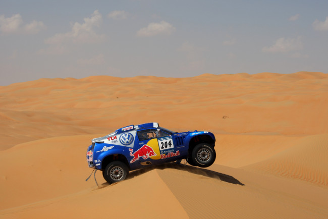 Обои картинки фото спорт, авторалли, синий, touareg, volkswagen, дюна, пустыня, песок, rally, dakar
