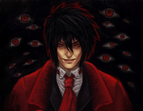 Картинка аниме hellsing парень арт глаза брюнет вампир