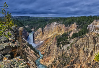 Картинка природа водопады горы лес ущелье река водопад