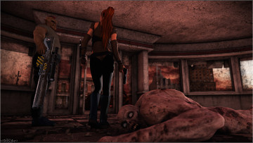 Картинка 3д+графика fantasy+ фантазия девушка зомби оружие