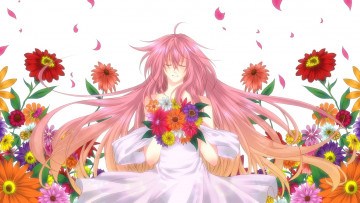 Картинка vocaloid аниме цветы девушка megurine luka enrai арт вокалоид букет лепестки