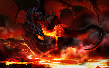 Картинка фэнтези драконы дракон огонь пламя