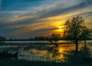 Картинка природа восходы закаты река вечер волга