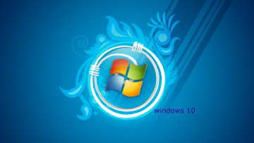 обоя компьютеры, windows  10, логотип, фон