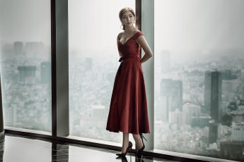 Картинка девушки -unsort+ азиатки model red dress город women окно asian