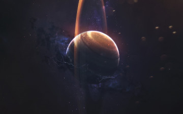 Картинка космос арт молнии туманность планета звезды кольцо