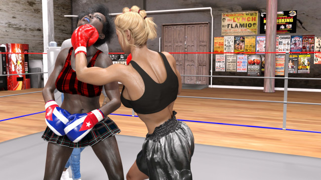 Обои картинки фото 3д графика, спорт , sport, девушки, ринг, взгляд, фон, бокс