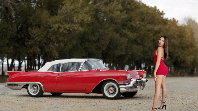Обои картинки фото 1957 cadillac eldorado convertible, baby nicols, автомобили, -авто с девушками, 1957, cadillac, eldorado, convertible, baby, nicols