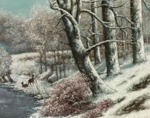 Картинка рисованные gustave courbet - лес зимой