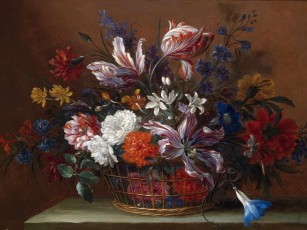 Картинка рисованные nicolas baudesson букет цветов в корзине