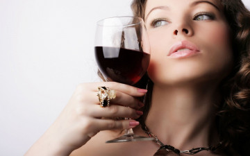 Картинка -Unsort+Лица+Портреты девушки украшения бокал вино