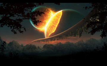 Картинка 3д графика atmosphere mood атмосфера настроения планеты пверхность столкновения