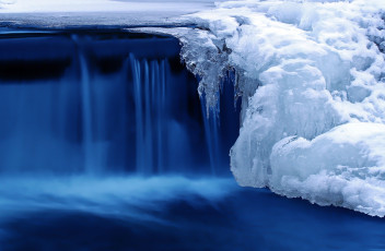 Картинка природа водопады зима водопад река лёд