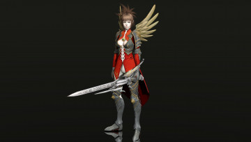 Картинка 3д графика fantasy фантазия меч крилья девушка
