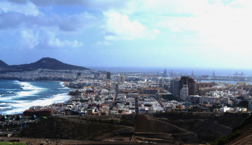 Картинка испания канарские острова лас пальмас де гран канария города панорамы дома море панорама