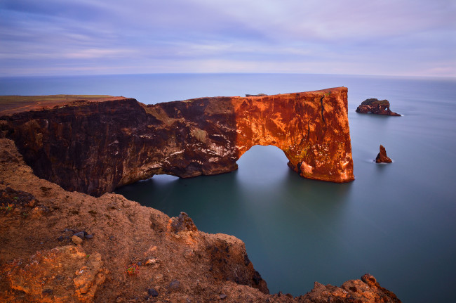 Обои картинки фото dyrholaey, arch, iceland, природа, побережье, исландия, мыс, дирхолей, арка, скалы, атлантический, океан