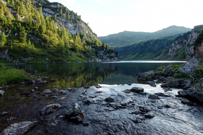 Обои картинки фото австрийские, альпы, природа, реки, озера, горы, река, лес