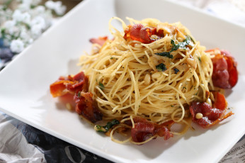 обоя еда, макаронные блюда, спагетти