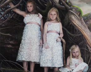 Картинка рисованное живопись дети норвежский художник sun cult-2 christer karlstad девочки картина