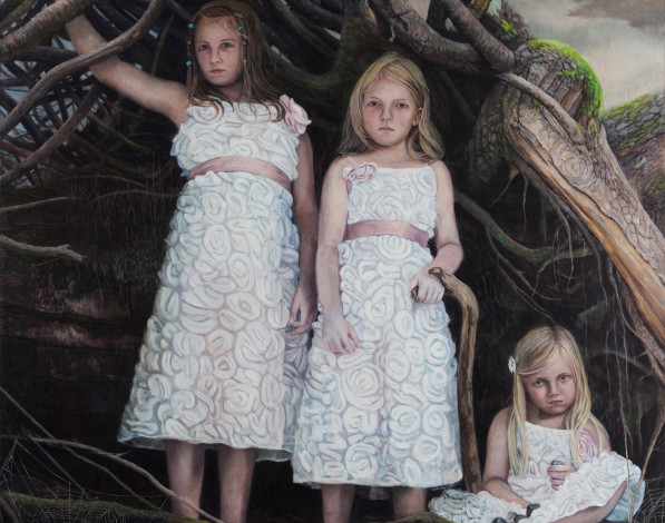Обои картинки фото рисованное, живопись, дети, норвежский, художник, sun, cult-2, christer, karlstad, девочки, картина