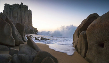 Картинка природа побережье море волна скалы