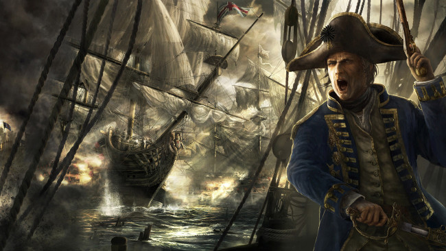 Обои картинки фото фэнтези, люди, битва, пиратская, океан, фблибустьеры, офицер, корабли, абордаж, море