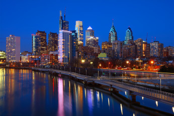Картинка города -+огни+ночного+города огни ночь philadelphia река филадельфия сша