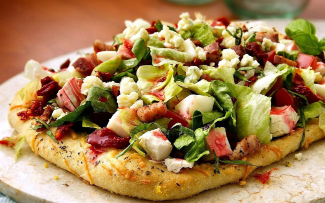 Обои картинки фото еда, пицца, зелень