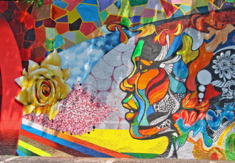 Картинка разное граффити стена коаски яркий