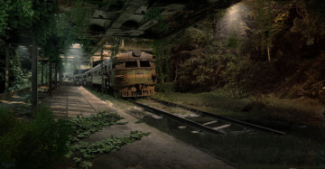 Картинка разное развалины +руины +металлолом апокалипсис дорога поезд метро