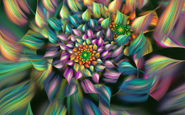 Картинка 3д+графика flowers+ цветы цветок цветные линии лепестки