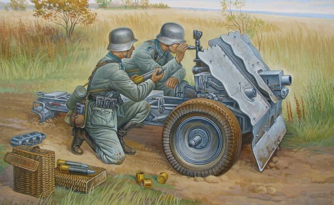 Обои картинки фото рисованные, армия, пушка, солдаты