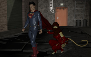 Картинка 3д+графика фантазия+ fantasy хвост супермен фон взгляд девушка
