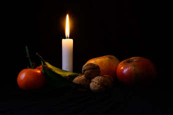 обоя еда, натюрморт, фрукты, свеча