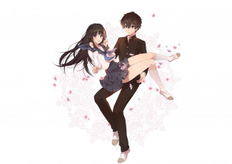 обоя аниме, hyouka, пара