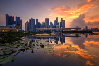 Картинка singapore+skyline города сингапур+ сингапур небоскребы панорама