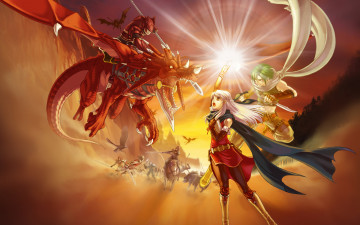 Картинка аниме fire+emblem ситуация игра бой магия дракон арт fire emblem фентези всадник