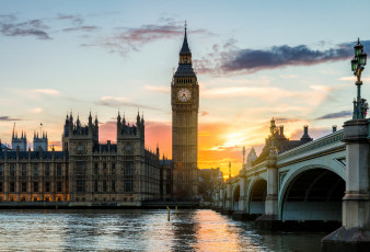 Картинка big+ben+and+westminster+bridge города лондон+ великобритания простор