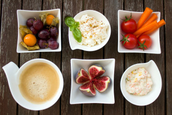 Картинка еда разное творог инжир кофе физалис виноград помидоры томаты