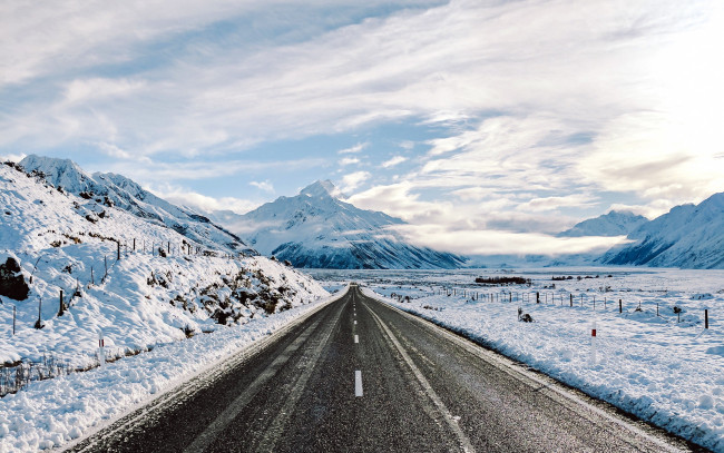 Обои картинки фото природа, дороги, зима, шоссе