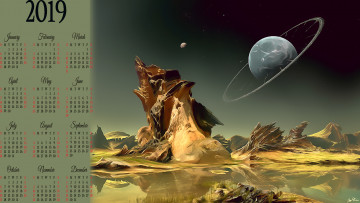 Картинка календари 3д-графика отражение планета