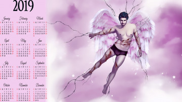 Картинка календари фэнтези рана колючка ангел крылья мужчина