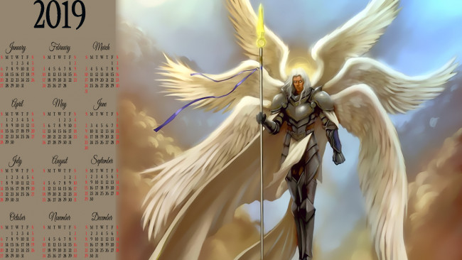 Обои картинки фото календари, фэнтези, оружие, мужчина, крылья, доспехи