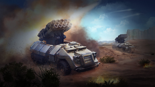 Обои картинки фото видео игры, battalion wars, фон, установка, автомобиль