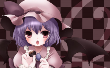 Картинка аниме touhou миндаль шляпка орешек девочка клетки конфета