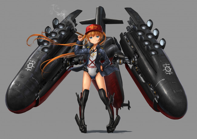 Обои картинки фото аниме, -weapon,  blood & technology, девушка, оружие, робот