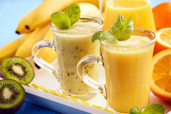 Картинка еда напитки +сок мята апельсин сок банан киви