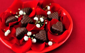 Картинка еда конфеты +шоколад +сладости шоколадные лепестки сердечки