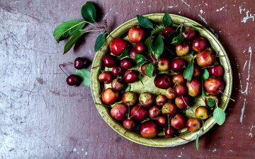 Картинка еда вишня +черешня ягоды миска